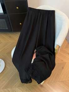 GlowEve CURVE Quần ống rộng, viền ren đen, đa năng. - màu đen - Xem 6