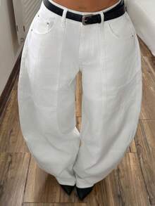 StreetHx Jeans blancos de talle bajo y desgastados de estilo casual y de moda - Blanco - Ver 8