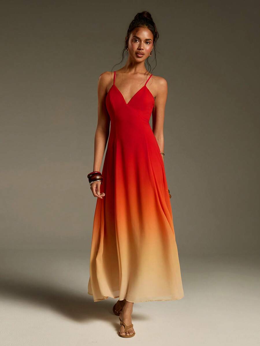 Athîral Women's Elegant Ombre Slip Dress - Multicolor - View 1