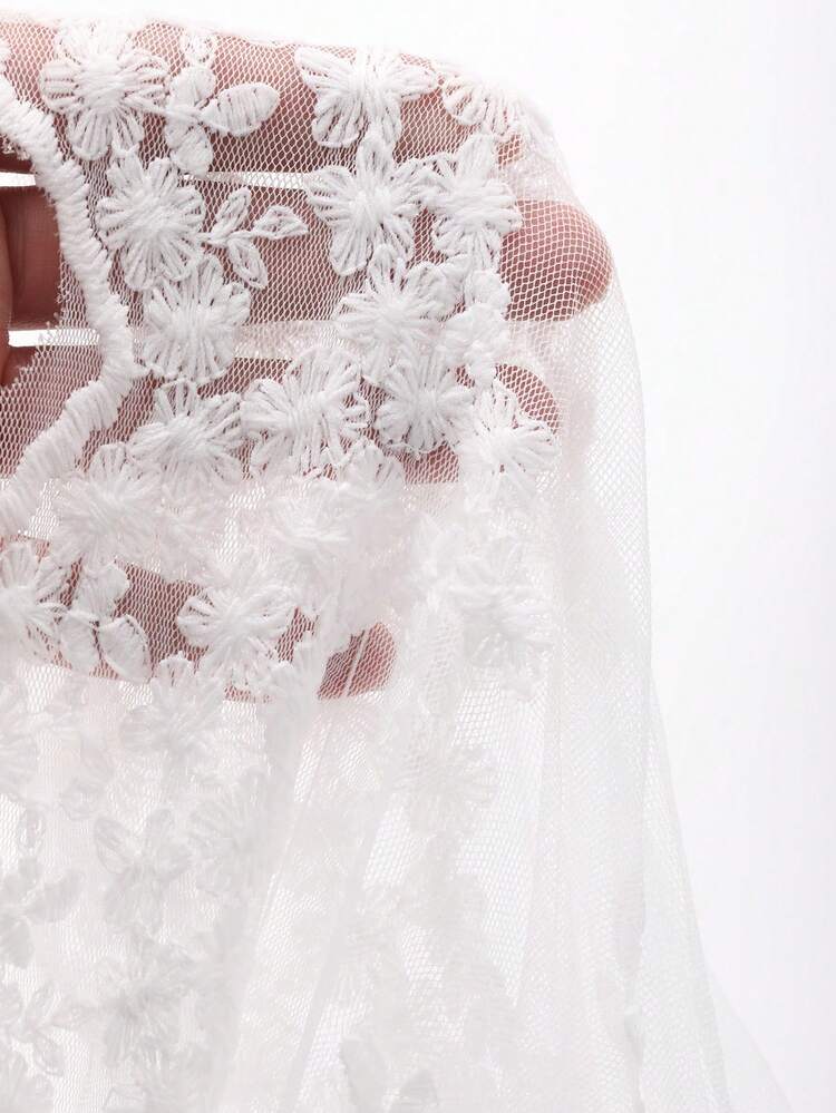 Women's Romantic Lace Sheer Long Robe For Summer Vacation & Wedding