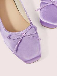 CUCCOO DOLLMOD 女士紫色缎面质感芭蕾舞鞋，低鞋面鞋 - 紫色 - 查看 5