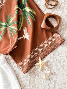 Soleia Ensemble 2 pièces chemise et short imprimé tropical grande taille - Multicolore - Voir 7
