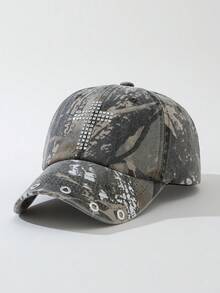 ROMWE Grunge Punk 1 Women's Camouflage Cross Air Eye Baseball Cap Outdoor Adjustable Cap - Multicolor 1 - View 3