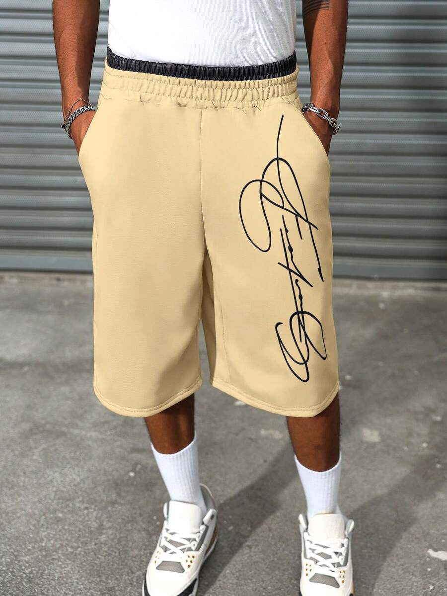 Manfinity EMRG Pantalones de chándal con cintura de 2 en 1 y bordado de letras de 5 minutos para hombres - Multicolor - Ver 1