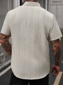 Manfinity CasualCool Áo sơ mi nam tay ngắn kẻ sọc, kiểu dáng thường ngày, phù hợp cho mặc hàng ngày và đi làm, mùa hè. - Nhiều màu - Xem 2