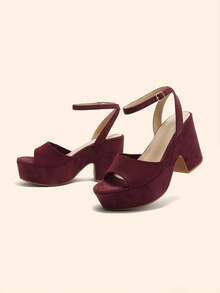 CUCCOO BASICS Giày sandal đế xuồng thời trang nữ - Màu Đỏ Sâu - Xem 7