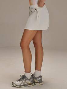 Athîral 女士休闲度假实用白色吊带牛仔连体裤 - 米色 - 查看 6