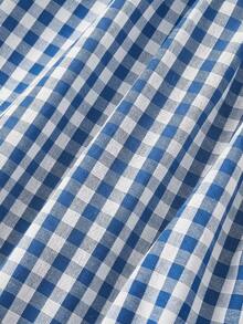 SHEIN MOD Vestido midi de estilo romántico y campestre con estampado de cuadros rojos y blancos - Celeste - Ver 6