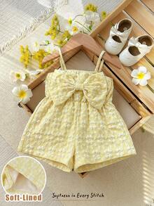 Cozy Pixies Baby Girl Blue & White Striped Camisole Romper, Versatile & Comfortable - Yellow - View 1