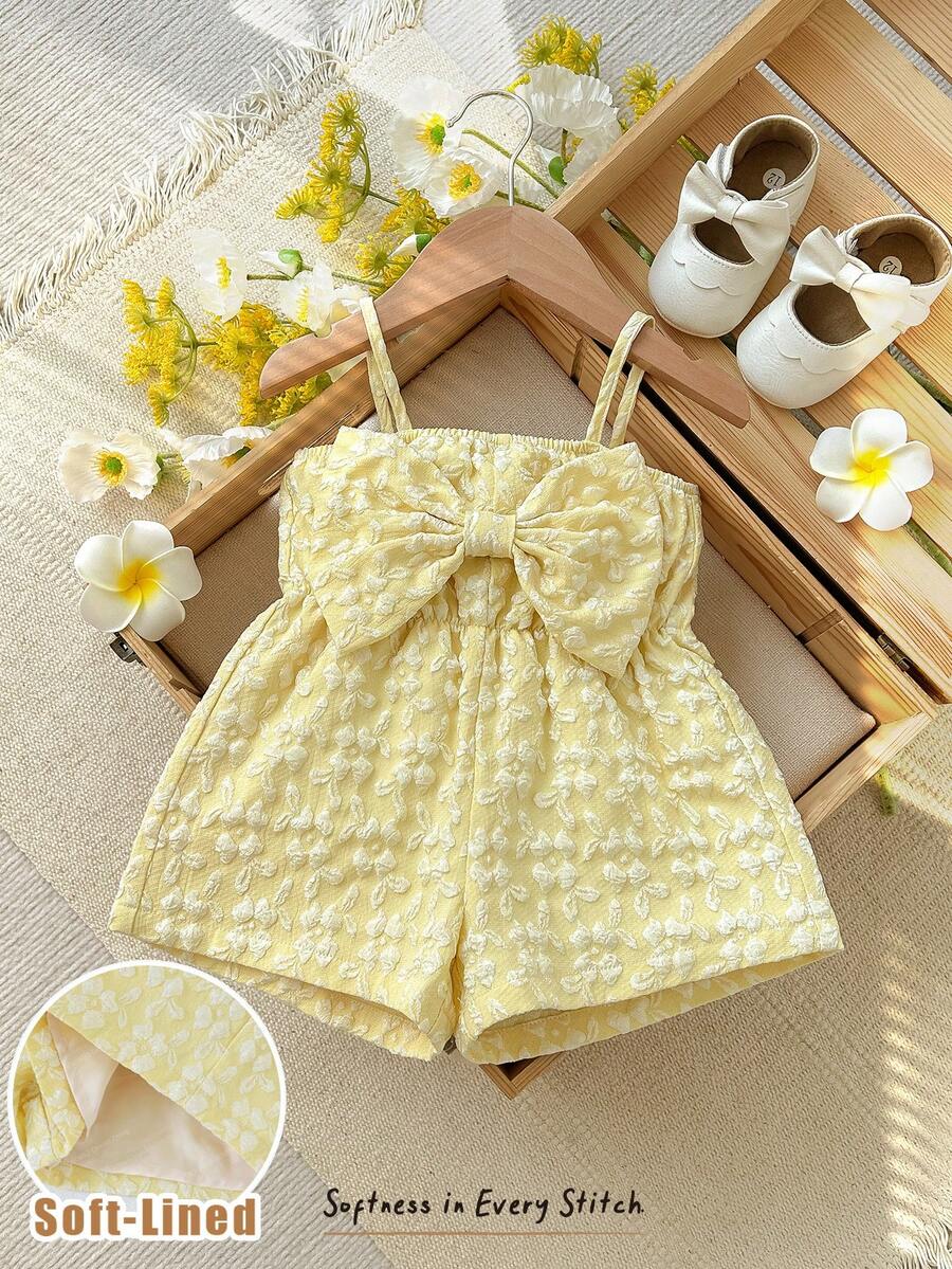 Cozy Pixies Baby Girl Blue & White Striped Camisole Romper, Versatile & Comfortable - Yellow - View 1