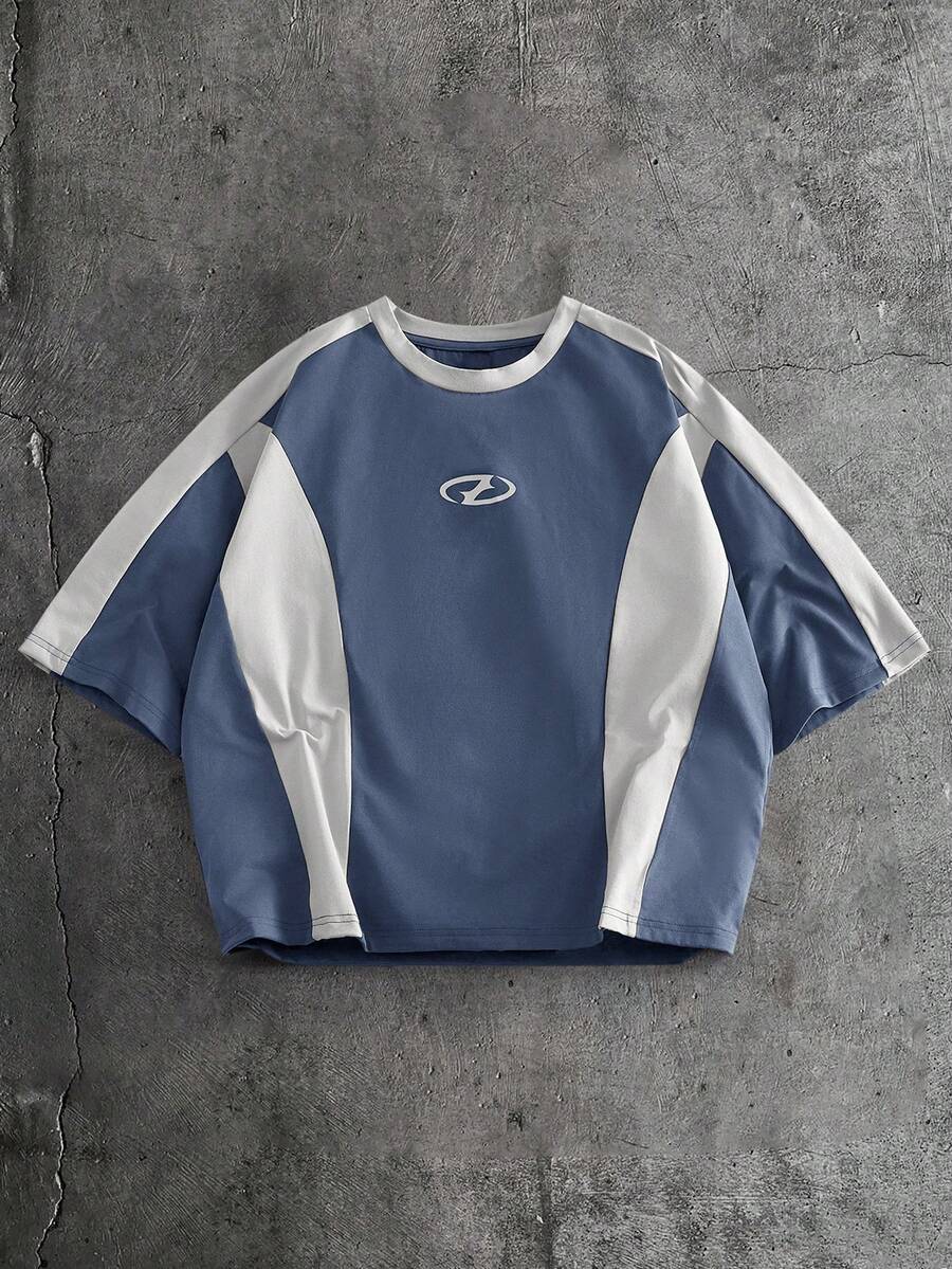 AXEPEAK Áo thun nam tay ngắn cổ tròn phối màu, kiểu dáng thường ngày, đa năng. - Nhiều màu - Xem 1