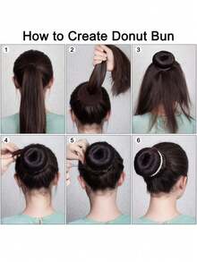3/6Pcs Donut Hair Styling Tool Kit, Bun Maker Sponge For Messy Bun, DIY Hair Ring Wrapper For Women & Girls, Hair Styling Accessories For Perfect Ballerina Bun - Multicolor - View 7