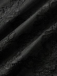 SHEIN MOD Chân váy dài dáng đuôi cá cạp cao màu đen ren xuyên thấu quyến rũ cổ điển với dây rút bên hông và nhún eo – Thích hợp cho hẹn hò, tiệc tùng, trang phục mùa hè và mùa xuân cho nữ, kỳ nghỉ xuân, du lịch, dã ngoại, lễ hội, sinh nhật. - màu đen - Xem 4