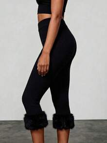 Zyxie High Waist Slim Fit Casual Frayed Hem Pants - Black - View 4