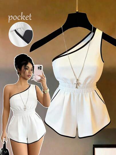  Franclia Women's New Halter Neck Criss-Cross Trim Fitted Bodysuit, Minimalist Versatile,White Top, Bodysuit White One Piece Bodysuit ,Leotard,Suitable For Work Commuting With An Intellectual VibeSummer ,Summer Holiday Outfits,Spring, Spring Outfit Women,Beach,Birthday,Birthday Dress,Going Out, Vacation,Casual,Y2k,Graduation Season Attire, Versatile And Stylish Everyday Casual Wear White Halter Bodysuit Halter Leotard,Black And White Color-Blocked, One-Shoulder, Color-Blocked, Fitted Waist, Stylish And Elegant Wide-Leg Sleeveless Jumpsuit For Women. White Jumpsuit, Suitable For Everyday Wear, Outings, White Top, White Pants, Women's Casual Wear, Summer Outfits, Summer Holiday Wear.