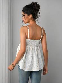 Momance 女士优雅提花吊带背心 - 杏色 - 查看 2