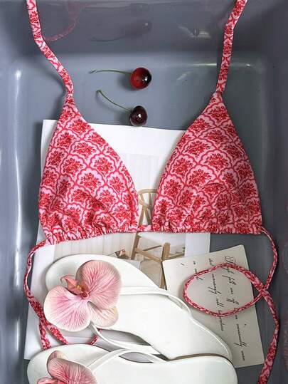 Swim Vcay Women's Tropical Cute Print Casual Party Bikini Swimsuit Top