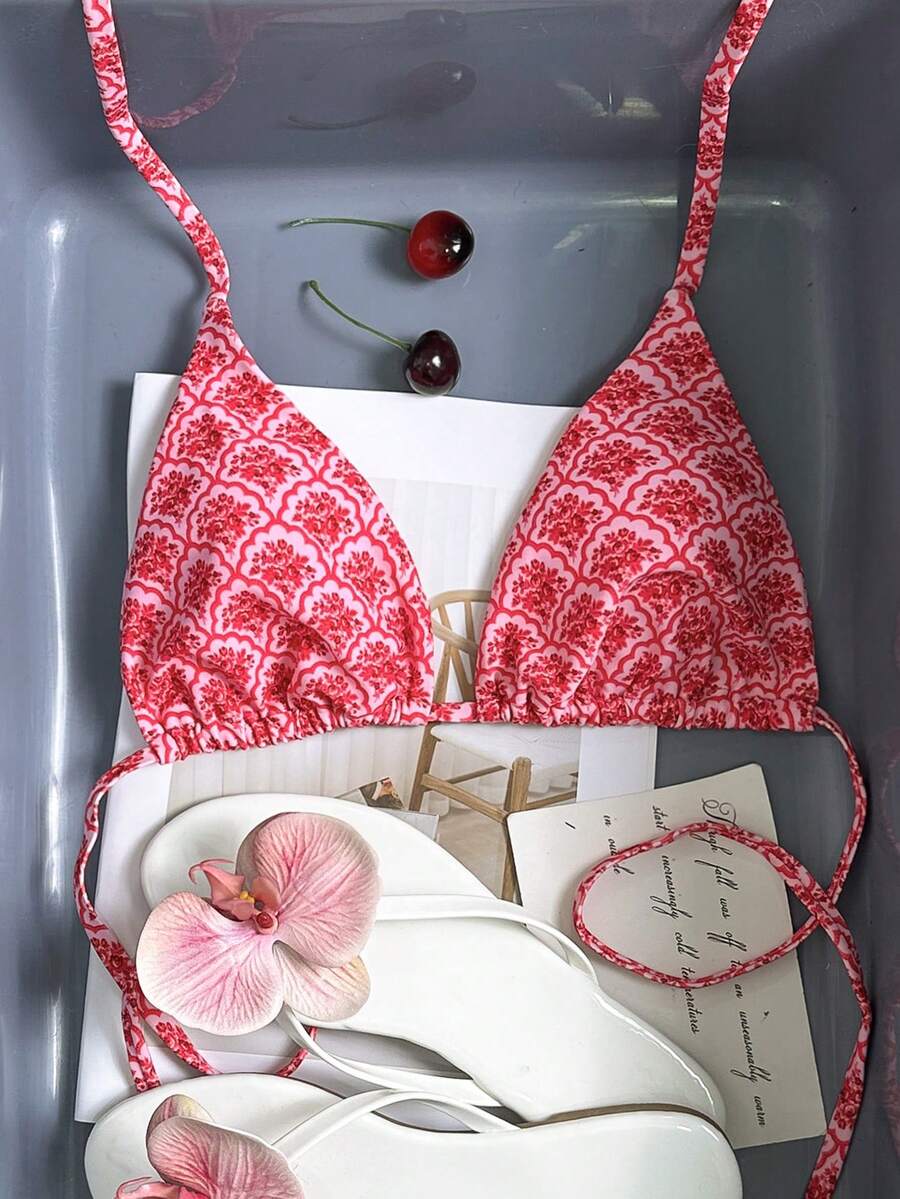 Swim Vcay Áo bikini nữ in họa tiết nhiệt đới dễ thương, thích hợp mặc đi dự tiệc. - Nhiều màu - Xem 1