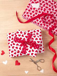 20/50pcs Valentine's Day Red Heart Shaped Wrapping Paper, Each Size 19.7*13.6 Inches, Suitable For Valentine's Day Gifts, Flowers, Gift Bags, Bottle Sleeves, Gift Boxes, Weddings, Anniversaries And Birthdays, Also For DIY Craft Gift Bags And Wedding Party Decorations. - red - View 4