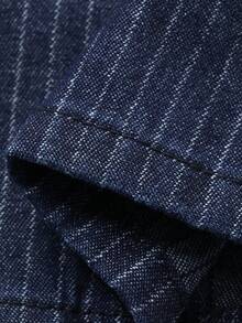 DAZY 女童夏季休闲条纹纽扣牛仔背心和牛仔裤套装 - 藍色 - 查看 7