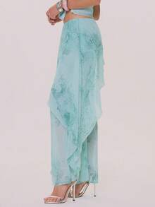 MUSERA Paisley Print Chiffon Panel Overlay Wide Leg Trousers Pants Only Spring Summer Elegant Wedding Guest Vacation Holiday Occasion Honeymoon Cafe - Multicolor - View 3