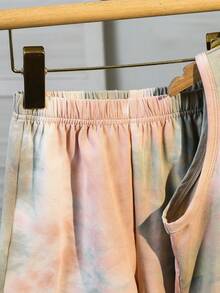 两件套儿童男童休闲度假舒适扎染椰子树印花无袖宽松背心上衣和短裤针织两件套，适合学校、花园、海滩、生日、春季、夏季、秋季、冬季穿着。 - 彩色 - 查看 4