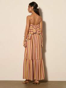 COSMINA Women's Elegant Casual Striped Maxi Slip Dress For Beach Vacation,Festival Outfits For Women, Zanea Dress For Woman, Yeloow Dress, Yisikado Dress, Ladies Dresses,Beach Outfits For Women,Wedding Guest Dresses,Mothers Day Outfit,Elegant Party Dresses For Women,Vacation Outfits For Women - Multicolor - View 2