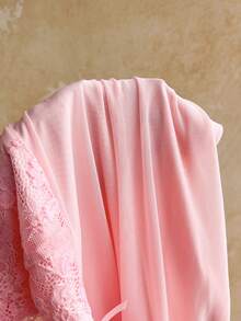 Soleia Bộ đồ nữ thường ngày gồm áo hai dây dệt kim phối ren màu hồng và chân váy ngắn cạp thấp với ruy băng hoa 3D màu hồng, thích hợp cho đi biển, du thuyền, nghỉ mát thành phố, hẹn hò, tiệc trà chiều. - Màu Hồng baby - Xem 8