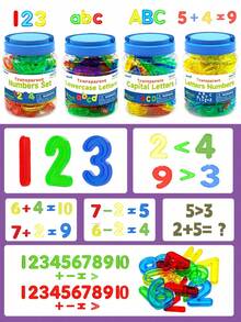 MINKOJA Khối xếp hình trong suốt, đồ chơi giáo dục cho bé trai và bé gái trong lớp học hoặc tại nhà, chữ cái, số và hình dạng bằng nhựa nhiều màu sắc giúp trẻ học đếm, đánh vần, học tập và chơi cảm giác, quà tặng Phục Sinh, đồ chơi ngày thiếu nhi, đồ nhét túi quà dự tiệc, đồ chơi toán học cho trẻ em. - Nhiều màu - Xem 7