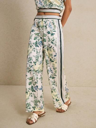 Poéselle Women's Casual Floral Print Pants For Vacation
