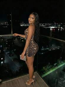 Slaydiva 2026春夏新款优雅性感修身豹纹吊带连衣裙，情人节女士迷你裙，适合日常穿着、派对、性感女郎、夜店、休闲街头风、约会、情人节、早午餐、机场穿搭、返校季、度假、节日、婚礼季等场合。 - 彩色 - 查看 2