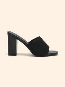 CUCCOO BASICS CUCCOO Minimalist Commuter Versatile Open Toe Mule High Heel Sandals For Christmas Spring Shoes - Black 3 - View 6