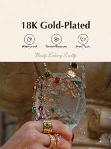 Glisma Brincos femininos, sofisticados/clássicos/elegantes, banhados a ouro 18K, sensuais/vintage, para mãe/mulher/menina, verão/praia/baile/festa, em camadas/com pedras preciosas/com miçangas/com cristais - Cor - Ver 8