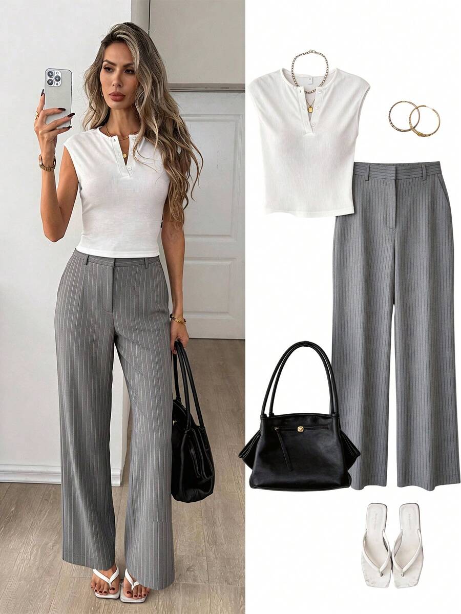 Easowa 女士背心和吊带衫，休闲服装 - 白色 - 查看 1