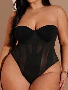 SHEIN BAE 大码女式流苏深V领短裙 - 金色 - 查看 7