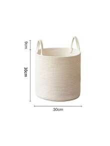 1pc Foldable Woven Laundry Basket With Handle, Multifunctional Large Capacity Storage Basket, Available In Yellow And White, Suitable For Storing Clothes, Blankets, Toys, Holiday Items, Home Decor, Applicable In Laundry Room, Bathroom, Bedroom, Living Room, Hallway, Etc. - Multicolor - View 16