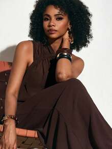 Zivah 2026春夏新款音乐节、圣帕特里克节、情人节、约会、西部风、游牧风格服装，适合生日派对、毕业典礼、学院风、学生装、日常休闲外出、百搭休闲装、度假、邮轮旅行、海滩、日光浴、街头风、婚礼宾客装、波西米亚风、通勤装 - 卡其色 - 查看 9