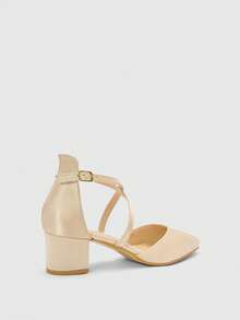 CUCCOO BIZCHIC Women's High Heel Pumps, Thick Heel Office/Commute Shoes - Apricot - View 4