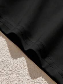 Glimmora 女士休闲猴子印花圆领百搭日常上衣 - 黑色 - 查看 3