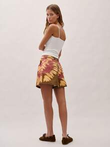 Nöista Tie And Dye Medium- Waisted Denim Shorts Relaxed Fit, Five-Pockets And Belt Loop . Boho, Festival, Spring, Summer, Beachwear. - Multicolor - View 2