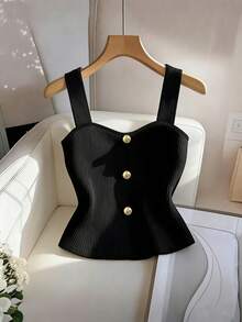 GlowEve CURVE Áo tank top crop không tay gợi cảm, thời trang dành cho người có thân hình đầy đặn, phù hợp cho mùa hè, kỳ nghỉ, lễ hội, tiệc Valentine và những buổi đi chơi thường ngày. - màu đen - Xem 1
