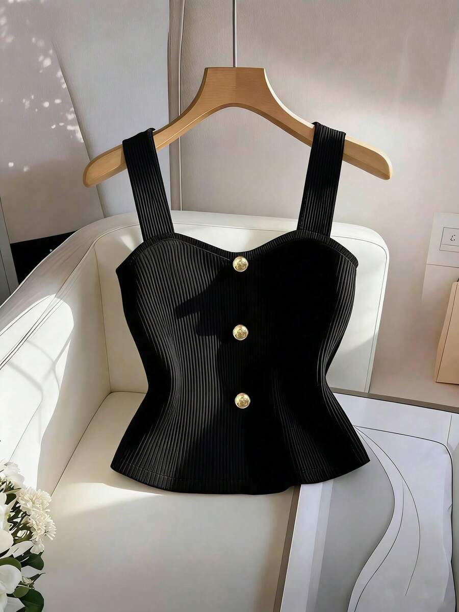 GlowEve CURVE Áo tank top crop không tay gợi cảm, thời trang dành cho người có thân hình đầy đặn, phù hợp cho mùa hè, kỳ nghỉ, lễ hội, tiệc Valentine và những buổi đi chơi thường ngày. - màu đen - Xem 1