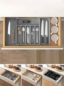 Adjustable Utensil Drawer Organizer - Expandable Tray For Cutlery, Knives & Spatulas, Kitchen & Dining Storage - Multicolor - View 5