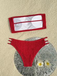 Costavie Bộ bikini hai mảnh màu nâu gợi cảm, kiểu cổ yếm, hở lưng, khoét hông, cắt cao, dành cho nữ, mùa Xuân/Hè 2026. - Đỏ - Xem 4