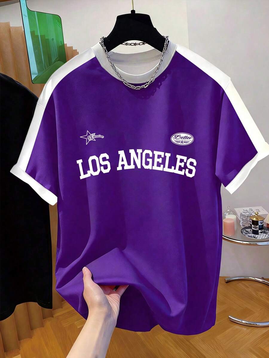Manfinity Dauomo Kaos Pria Kerah Bulat Bergambar - Atasan Kasual Kerah Bulat - Kaos Ringan Cocok untuk Semua Musim - Putih - View 1