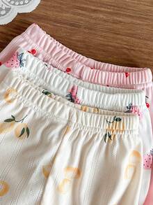 SHEIN Baby Girls' Comfortable Versatile Sweet Cute Strap Shorts Set, Summer Multi-Piece Outfit - Multicolor - View 7