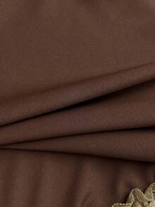 Elamini Casual Lace Trim Colorblock T-Shirt For Women - Brown - View 7