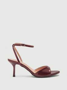 CUCCOO BIZCHIC 女鞋新款简约时尚中高跟凉鞋 - 中紫紅色 - 查看 2