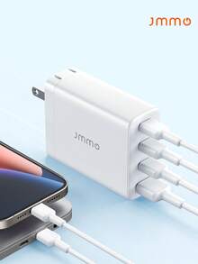 JMMO Usb充電器,100w 4-端口usb C牆壁充電器,3個usb-c端口,1個usb-a端口,適用於macbook Pro,macbook Air,dell Xps,iphone 14/13/12,galaxy S22/s21,ipad,steam Deck,可攜充電器 - 白色 - 查看 1