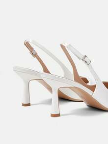 CUCCOO HITCHD 女士高端尖头搭扣高跟鞋，四季皆宜 - 白色 - 查看 4